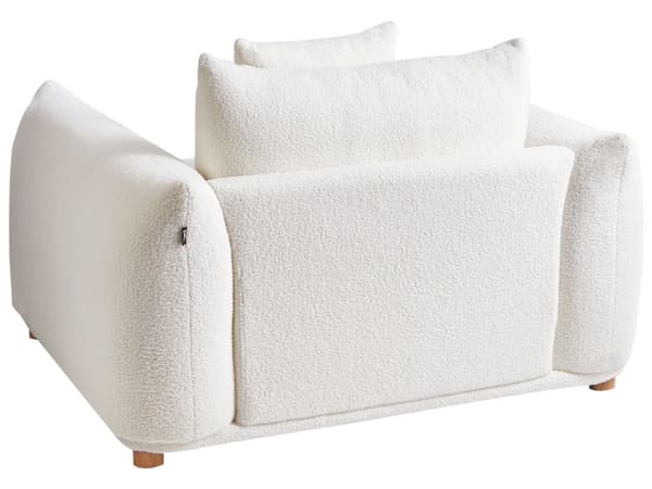 5-seters sofagruppe Off-white Bouclé 3-seters sofa 2 lenestoler Ben i tre Pynteputer Moderne og skandinavisk stil Stue