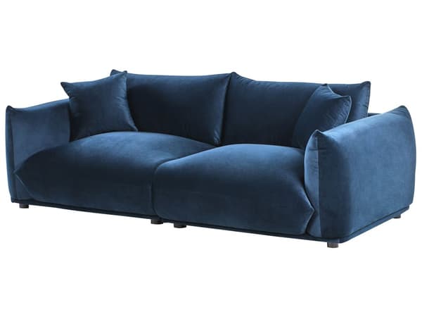 5-seters sofagruppe Mørkeblå Fløyel 3-seters sofa 2 lenestoler Ben i tre Pynteputer Moderne og skandinavisk stil Stue