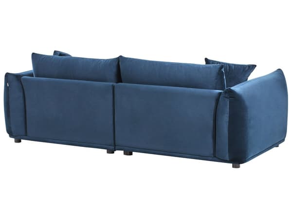 5-seters sofagruppe Mørkeblå Fløyel 3-seters sofa 2 lenestoler Ben i tre Pynteputer Moderne og skandinavisk stil Stue