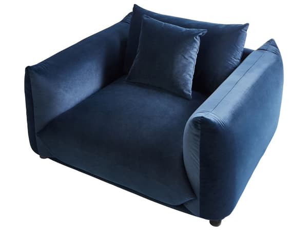 5-seters sofagruppe Mørkeblå Fløyel 3-seters sofa 2 lenestoler Ben i tre Pynteputer Moderne og skandinavisk stil Stue
