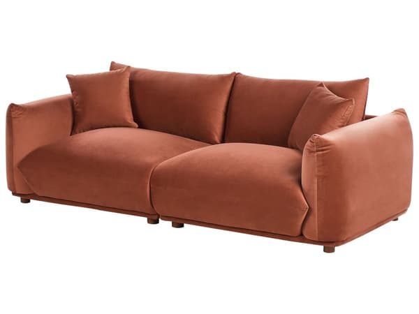 5-seters sofagruppe Gyllebrun Fløyel 3-seters sofa 2 lenestoler Ben i tre Pynteputer Moderne og skandinavisk stil Stue