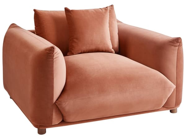 5-seters sofagruppe Gyllebrun Fløyel 3-seters sofa 2 lenestoler Ben i tre Pynteputer Moderne og skandinavisk stil Stue