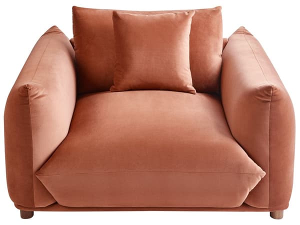 5-seters sofagruppe Gyllebrun Fløyel 3-seters sofa 2 lenestoler Ben i tre Pynteputer Moderne og skandinavisk stil Stue