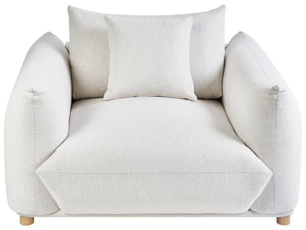 5-seters sofagruppe Off-white Stoff 3-seters sofa 2 lenestoler Ben i tre Pynteputer Moderne og skandinavisk stil Stue