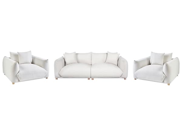 5-seters sofagruppe Off-white Stoff 3-seters sofa 2 lenestoler Ben i tre Pynteputer Moderne og skandinavisk stil Stue