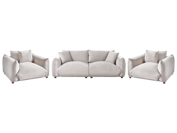 5-seters sofagruppe Taupe Fløyel 3-seters sofa 2 lenestoler Ben i tre Pynteputer Moderne og skandinavisk stil Stue