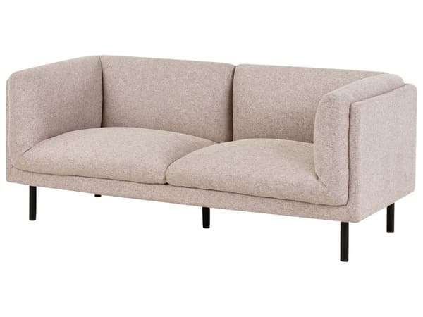 2-personers sofa lysebrun polstret polyester sorte træben stuemøbler