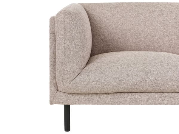2-personers sofa lysebrun polstret polyester sorte træben stuemøbler