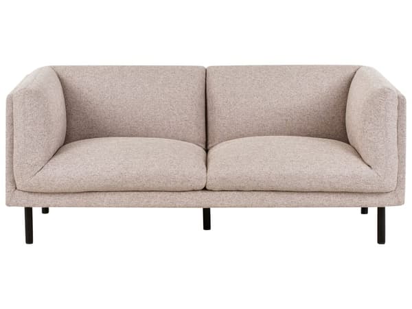 2-personers sofa lysebrun polstret polyester sorte træben stuemøbler