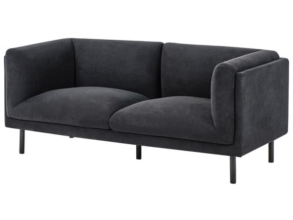 Sort polstret 2-personers sofa med træben til stuen