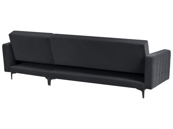 Sovesofa med Chaiselong Sort Velour 4 Personers Sofa L Formet Hjørnesofa Dyb Sofaseng Blød Stofsofa Design Hjørnesovesofa Venstrevendt