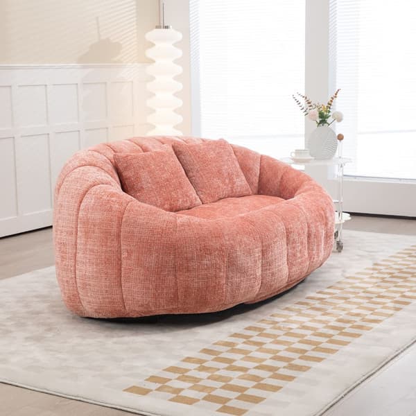 Pink Chenille sækkestol sofa – Komfortabel og holdbar doven liggestol med høj ryg til voksne og børn, indendørs og udendørs brug
