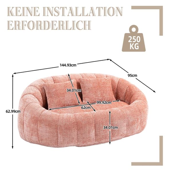 Pink Chenille sækkestol sofa – Komfortabel og holdbar doven liggestol med høj ryg til voksne og børn, indendørs og udendørs brug
