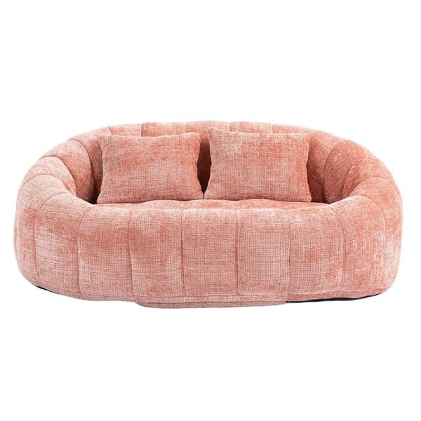 Pink Chenille sækkestol sofa – Komfortabel og holdbar doven liggestol med høj ryg til voksne og børn, indendørs og udendørs brug