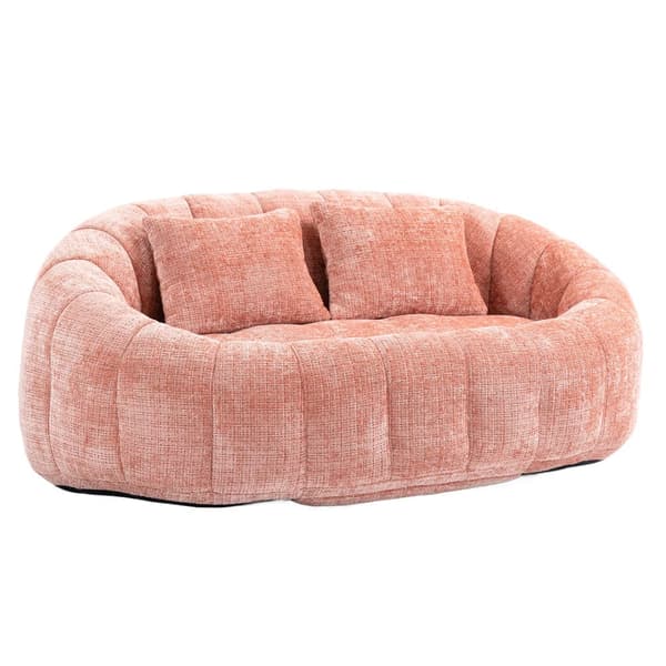 Pink Chenille sækkestol sofa – Komfortabel og holdbar doven liggestol med høj ryg til voksne og børn, indendørs og udendørs brug