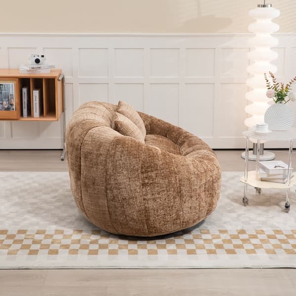 Brun Chenille Bean Chair Sofa – Komfortabel og holdbar doven liggestol med høj ryg til voksne og børn, indendørs og udendørs brug