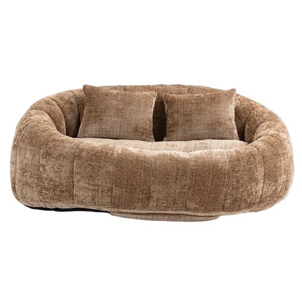 Brun Chenille Bean Chair Sofa – Komfortabel og holdbar doven liggestol med høj ryg til voksne og børn, indendørs og udendørs brug