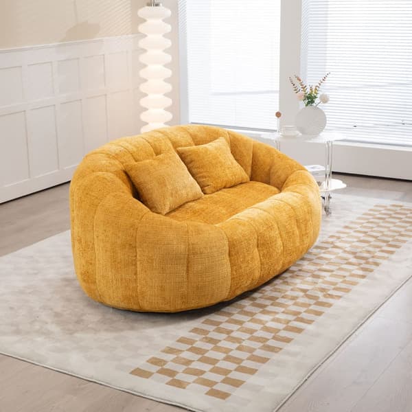 Säckfåtölj Soffa i Gul Chenille – Bekväm och Hållbar Lazy Lounger med Hög Rygg för Vuxna och Barn, Inomhus & Utomhus Användning