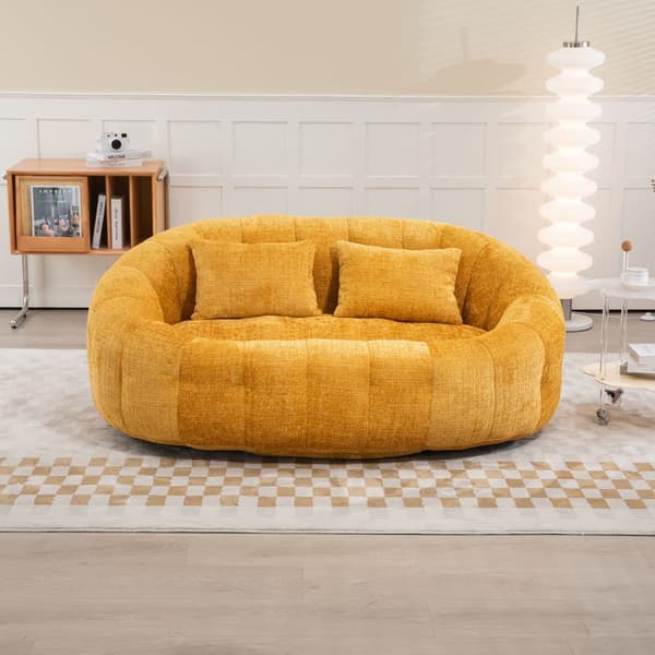 Säckfåtölj Soffa i Gul Chenille – Bekväm och Hållbar Lazy Lounger med Hög Rygg för Vuxna och Barn, Inomhus & Utomhus Användning