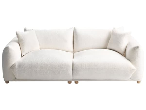 Sofa Hvid Boucle 3 Personers Bred Flydersofa til Stue Stofsofa Moderne Siddemøbel med Ekstra Rygpuder Designsofa