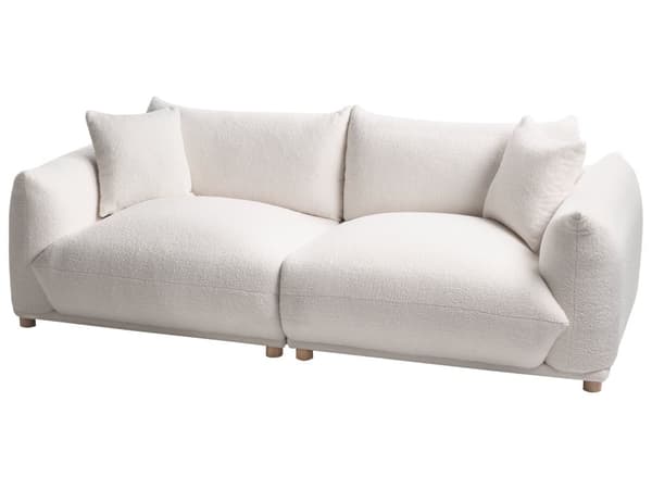 Sofa Hvid Boucle 3 Personers Bred Flydersofa til Stue Stofsofa Moderne Siddemøbel med Ekstra Rygpuder Designsofa