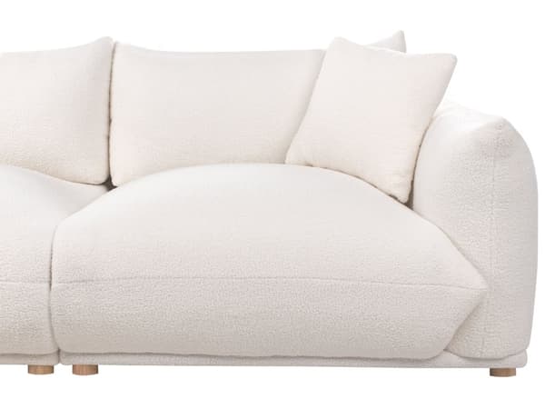 Sofa Hvid Boucle 3 Personers Bred Flydersofa til Stue Stofsofa Moderne Siddemøbel med Ekstra Rygpuder Designsofa