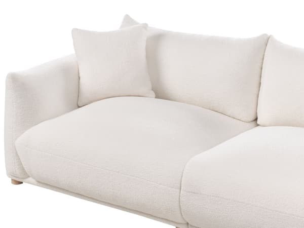 Sofa Hvid Boucle 3 Personers Bred Flydersofa til Stue Stofsofa Moderne Siddemøbel med Ekstra Rygpuder Designsofa
