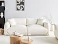 Miniatyrbillede 2 af 11: Sofa Hvid Boucle 3 Personers Bred Flydersofa til Stue Stofsofa Moderne Siddemøbel med Ekstra Rygpuder Designsofa