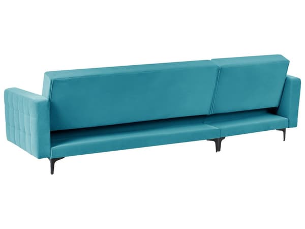 Sovesofa med Chaiselong Blå Velour 4 Personers Sofa L Formet Hjørnesofa Dyb Sofaseng Blød Stofsofa Design Hjørnesovesofa Højrevendt