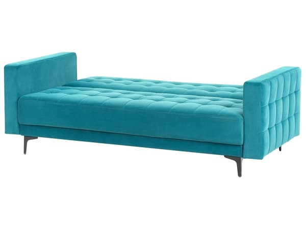 Sovesofa Blå Velour 3 Personers Moderne Blød Sofa Sofaseng Tre Personers Designsofa Praktisk Splitback Stofsofa God Liggekomfort