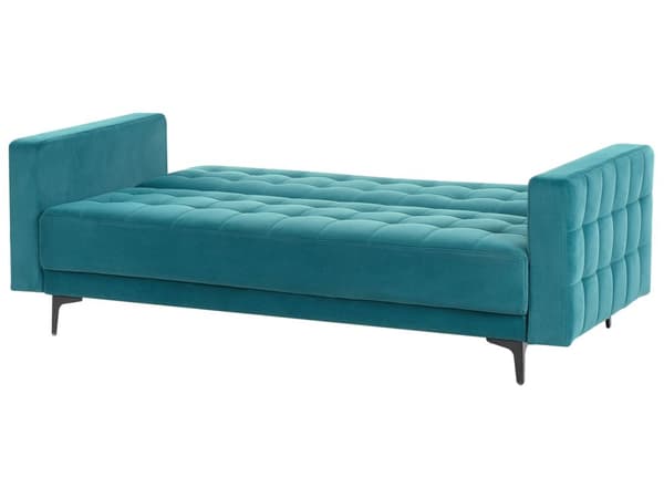 Sovesofa Blå Velour 3 Personers Moderne Blød Sofa Sofaseng Tre Personers Designsofa Praktisk Splitback Stofsofa God Liggekomfort