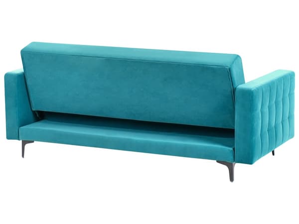 Sovesofa Blå Velour 3 Personers Moderne Blød Sofa Sofaseng Tre Personers Designsofa Praktisk Splitback Stofsofa God Liggekomfort