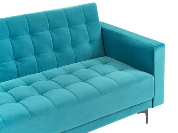 Sovesofa Blå Velour 3 Personers Moderne Blød Sofa Sofaseng Tre Personers Designsofa Praktisk Splitback Stofsofa God Liggekomfort