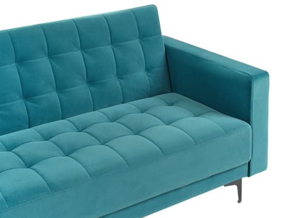 Sovesofa Blå Velour 3 Personers Moderne Blød Sofa Sofaseng Tre Personers Designsofa Praktisk Splitback Stofsofa God Liggekomfort