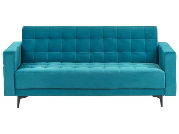 Sovesofa Blå Velour 3 Personers Moderne Blød Sofa Sofaseng Tre Personers Designsofa Praktisk Splitback Stofsofa God Liggekomfort
