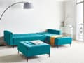 Miniatyrbillede 4 af 11: Sovesofa med Chaiselong Blå Velour 4 Personers Sofa L Formet Hjørnesofa Dyb Sofaseng Blød Stofsofa Design Hjørnesovesofa Venstrevendt