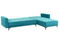Miniatyrbillede 6 af 11: Sovesofa med Chaiselong Blå Velour 4 Personers Sofa L Formet Hjørnesofa Dyb Sofaseng Blød Stofsofa Design Hjørnesovesofa Venstrevendt
