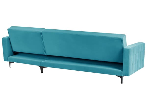 Sovesofa med Chaiselong Blå Velour 4 Personers Sofa L Formet Hjørnesofa Dyb Sofaseng Blød Stofsofa Design Hjørnesovesofa Venstrevendt