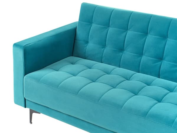 Sovesofa med Chaiselong Blå Velour 4 Personers Sofa L Formet Hjørnesofa Dyb Sofaseng Blød Stofsofa Design Hjørnesovesofa Venstrevendt