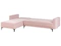 Miniatyrbillede 6 af 11: Sovesofa med Chaiselong Lyserød Velour 4 Personers Sofa L Formet Hjørnesofa Dyb Sofaseng Blød Stofsofa Design Hjørnesovesofa Højrevendt