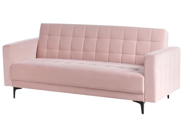 Sovesofa Lyserød Velour 3 Personers Moderne Blød Sofa Sofaseng Tre Personers Designsofa Praktisk Splitback Stofsofa God Liggekomfort