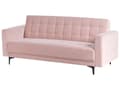 Miniatyrbillede 5 af 11: Sovesofa Lyserød Velour 3 Personers Moderne Blød Sofa Sofaseng Tre Personers Designsofa Praktisk Splitback Stofsofa God Liggekomfort
