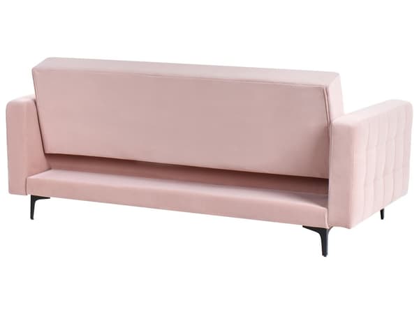 Sovesofa Lyserød Velour 3 Personers Moderne Blød Sofa Sofaseng Tre Personers Designsofa Praktisk Splitback Stofsofa God Liggekomfort