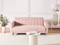 Miniatyrbillede 2 af 11: Sovesofa Lyserød Velour 3 Personers Moderne Blød Sofa Sofaseng Tre Personers Designsofa Praktisk Splitback Stofsofa God Liggekomfort