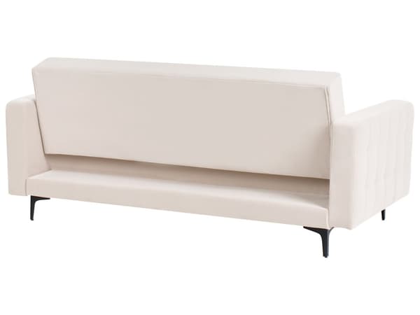 Sovesofa Beige Velour 3 Personers Moderne Blød Sofa Sofaseng Tre Personers Designsofa Praktisk Splitback Stofsofa God Liggekomfort
