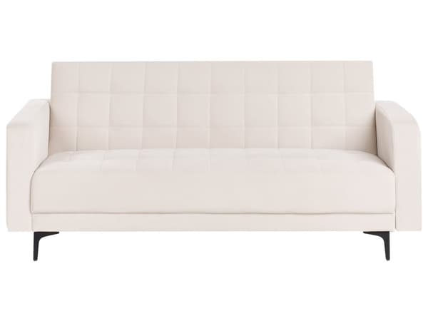 Sovesofa Beige Velour 3 Personers Moderne Blød Sofa Sofaseng Tre Personers Designsofa Praktisk Splitback Stofsofa God Liggekomfort