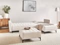 Miniatyrbillede 4 af 11: Sovesofa med Chaiselong Beige Velour 4 Personers Sofa L Formet Hjørnesofa med Fodskammel Sofaseng Blød Stofsofa Design Hjørnesovesofa
