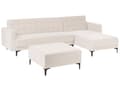 Miniatyrbillede 5 af 11: Sovesofa med Chaiselong Beige Velour 4 Personers Sofa L Formet Hjørnesofa med Fodskammel Sofaseng Blød Stofsofa Design Hjørnesovesofa