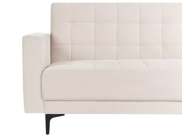 Sovesofa med Chaiselong Beige Velour 4 Personers Sofa L Formet Hjørnesofa med Fodskammel Sofaseng Blød Stofsofa Design Hjørnesovesofa