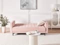 Miniatyrbilde 4 av 11: Sovesofa Pastellrosa Fløyel Tufted Stoff Moderne Stue Modulær 3 Seter Svart Ben Spor Arm